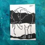 Kunstkarte "Elefantastisch", handgedruckt