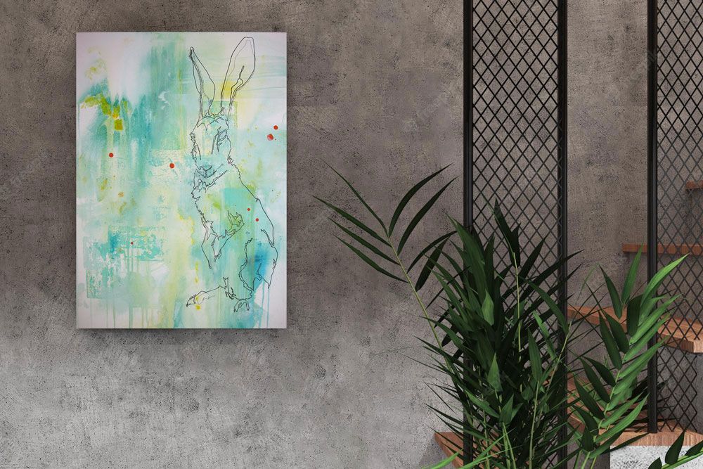 Interior Kunst Krafttier Hase