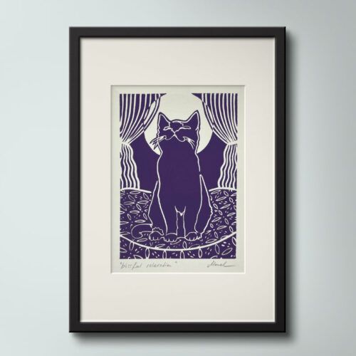 Interior view Linoldruck Krafttier Katze