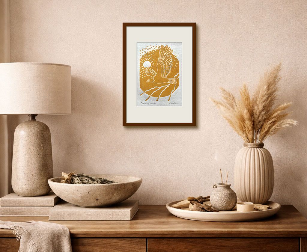 Interiordesign mit Krafttier Adler Kunstwerk von Simona Ledl