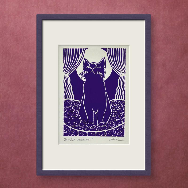 Kunstwerk mit Krafttier Katze von Simona Ledl