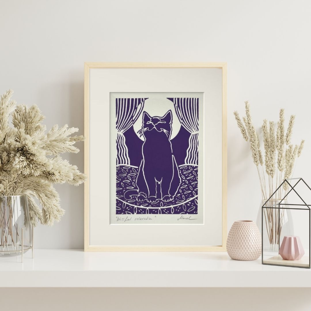 Innendesign mit Krafttier Katze Kunstwerk von Simona Ledl