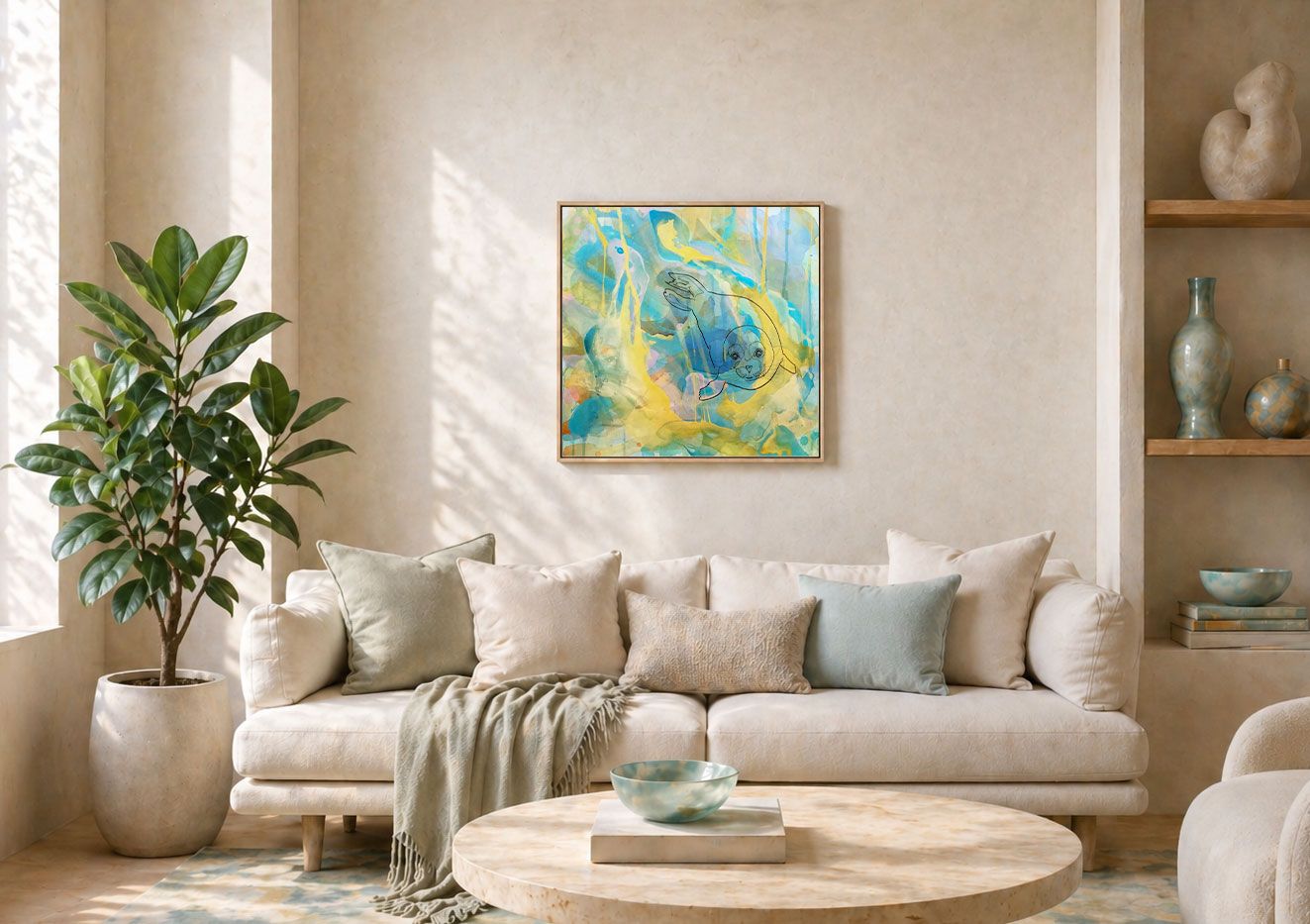 Originalkunst im Wohnzimmer als tägliche Erinnerung an innere Kraft